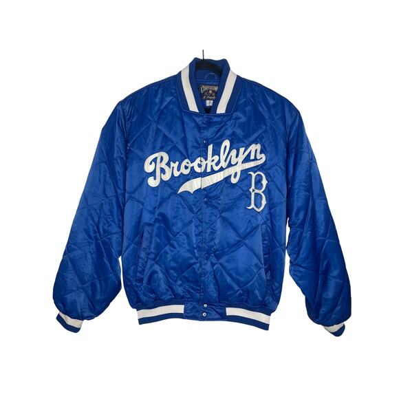 VTG Brooklyn Cooperstown by Majestic Quilted Bomber Jacket Mens 2XL Rare